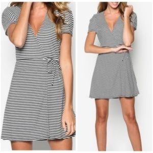 ❌SOLD❌ TopShop Striped Wrap Dress - black & white